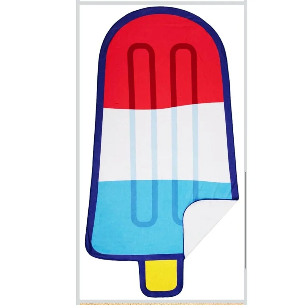 Tipsy Elves Grand Finale Beach Towel Blanket Red White Blue Popsicle 40